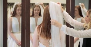 Photo of a bridal dress fitting